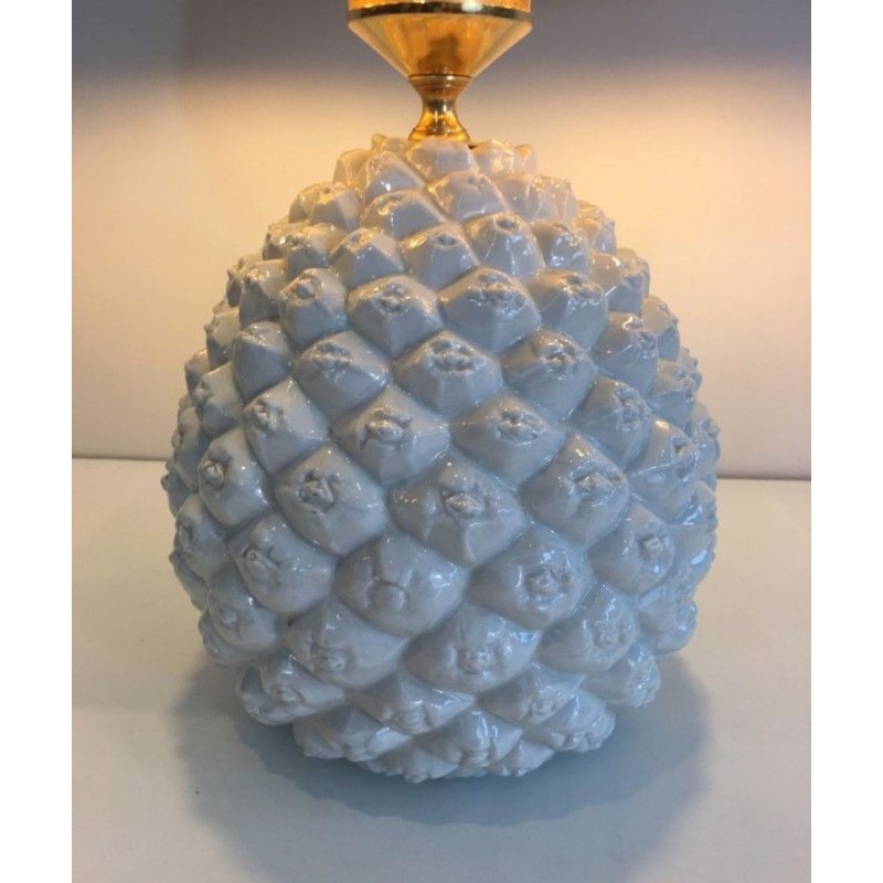 Design Pineapple Porcelain Table Lamp, Italian Work, circa 1970