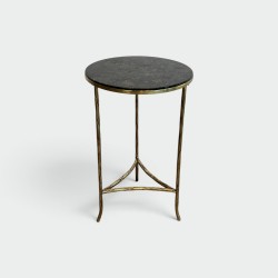 Tripod Pedestal Table in Chased Bronze with Foliage Decoration, Neoclassical, French Work, by Maison Baguès, circa 1940