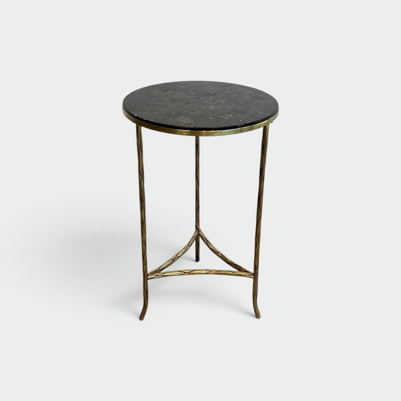 Tripod Pedestal Table in Chased Bronze with Foliage Decoration, Neoclassical, French Work, by Maison Baguès, circa 1940