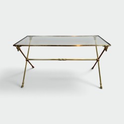 Rectangular Coffee Table in Brass with Ram's Heads, Neoclassical, French Work, by Maison Ramsay, circa 1940