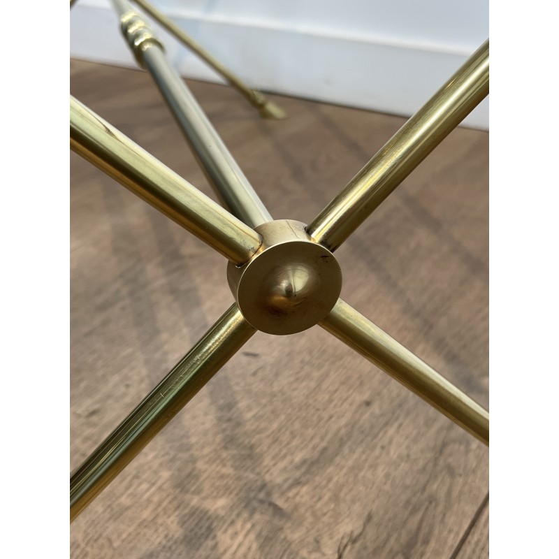 Rectangular Coffee Table in Brass with Ram's Heads, Neoclassical, French Work, by Maison Ramsay, circa 1940