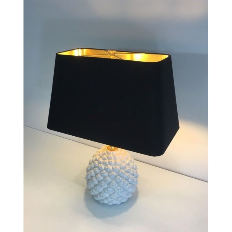 Design Pineapple Porcelain Table Lamp, Italian Work, circa 1970