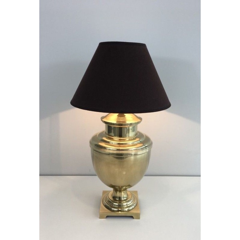 Neoclassical Style Baluster Brass Table Lamp, French Work, circa 1970