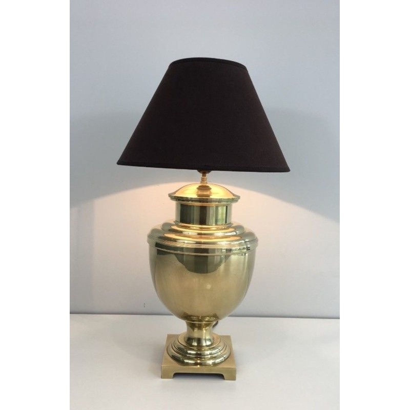 Neoclassical Style Baluster Brass Table Lamp, French Work, circa 1970