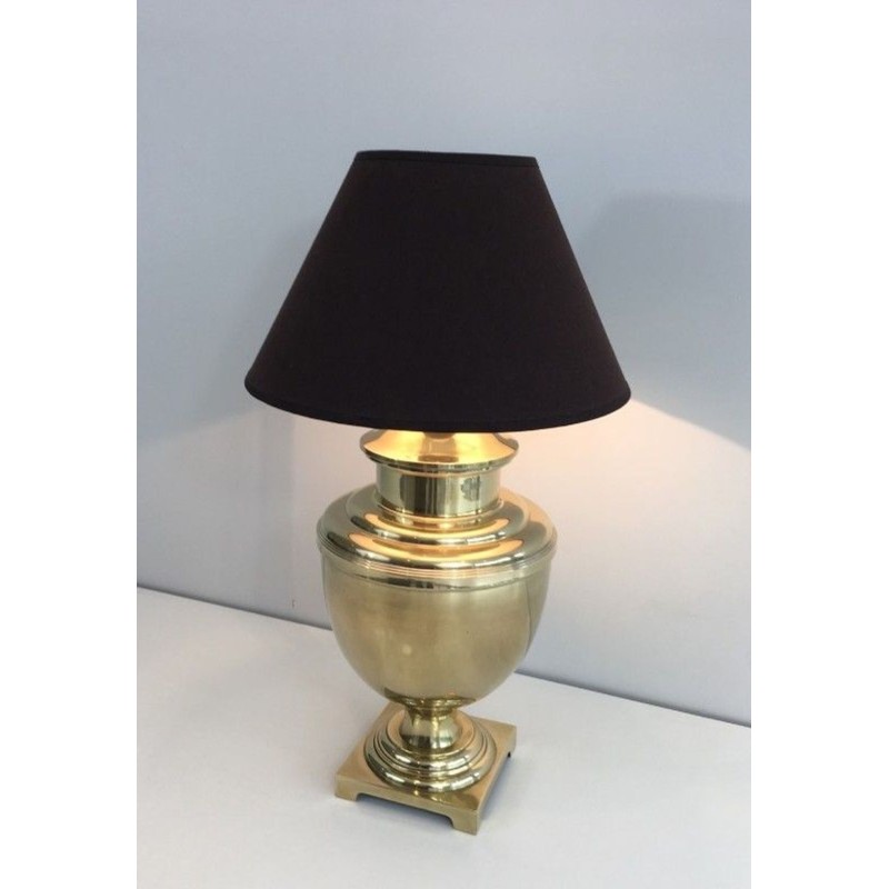 Neoclassical Style Baluster Brass Table Lamp, French Work, circa 1970