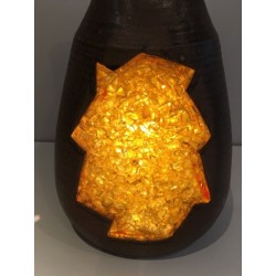 Unusual Ceramic and Amber Glass Table Lamp, circa 1970
