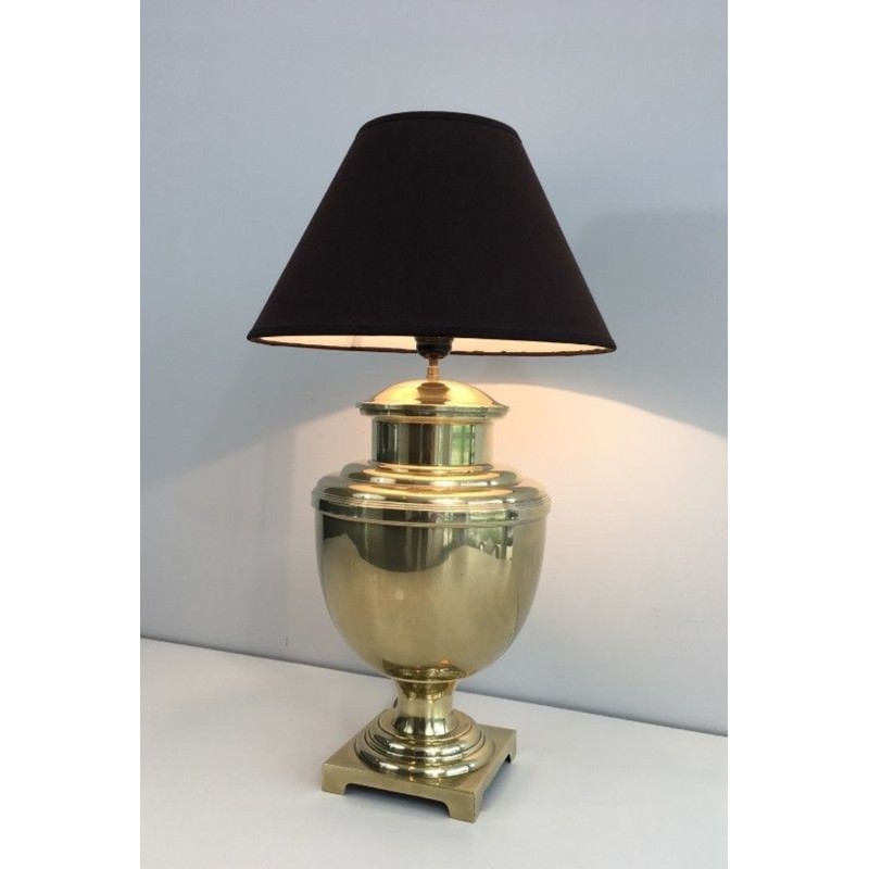 Neoclassical Style Baluster Brass Table Lamp, French Work, circa 1970