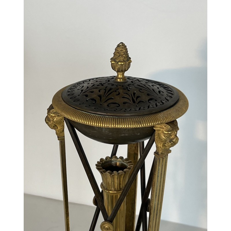 Pair of Perfume Burners in Gilt and Patinated Bronze in the Empire Style, in the Style of Claude Galle, 19th Century