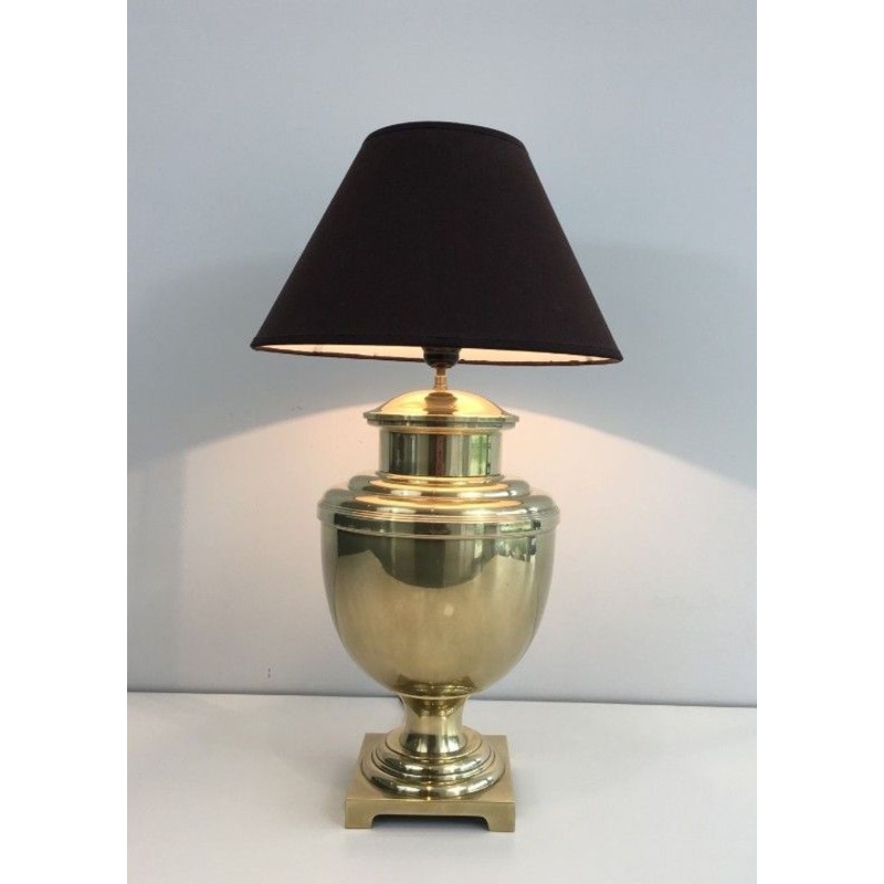 Neoclassical Style Baluster Brass Table Lamp, French Work, circa 1970