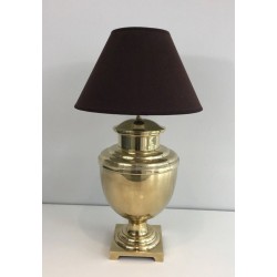 Neoclassical Style Baluster Brass Table Lamp, French Work, circa 1970