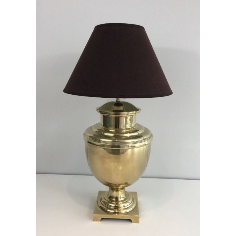 Neoclassical Style Baluster Brass Table Lamp, French Work, circa 1970
