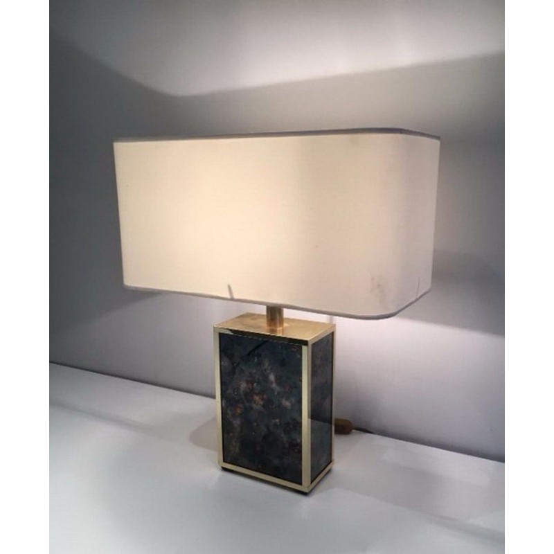 Gilt Metal and Foxed Mirror Glass Lamp, in the Style of Aldo Tura, circa 1970