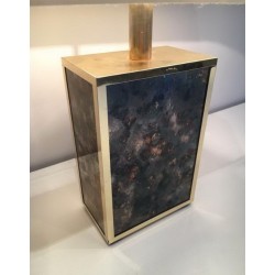Gilt Metal and Foxed Mirror Glass Lamp, in the Style of Aldo Tura, circa 1970