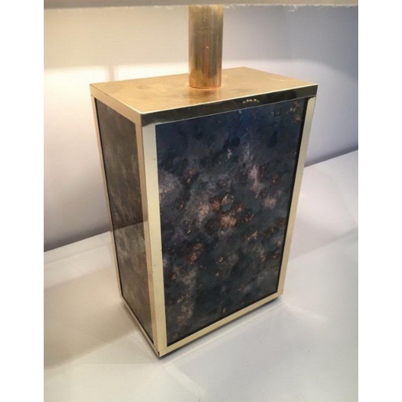 Gilt Metal and Foxed Mirror Glass Lamp, in the Style of Aldo Tura, circa 1970