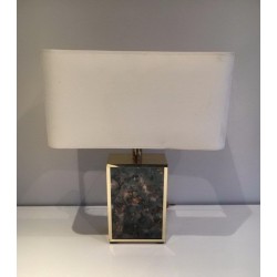 Gilt Metal and Foxed Mirror Glass Lamp, in the Style of Aldo Tura, circa 1970