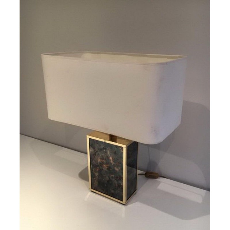 Gilt Metal and Foxed Mirror Glass Lamp, in the Style of Aldo Tura, circa 1970
