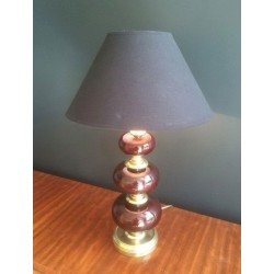Red Glass and Brass Table Lamp, French Work, circa 1960