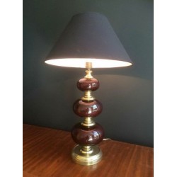 Red Glass and Brass Table Lamp, French Work, circa 1960