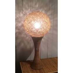 Tall Rattan Table Lamp, French Work, circa 1970