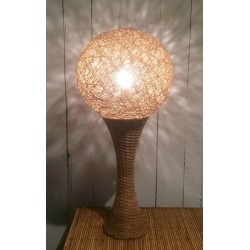 Tall Rattan Table Lamp, French Work, circa 1970