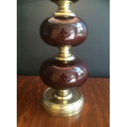 Red Glass and Brass Table Lamp, French Work, circa 1960