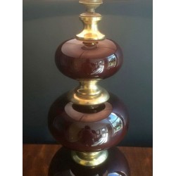 Red Glass and Brass Table Lamp, French Work, circa 1960