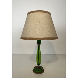 Table Lamp in Emerald Green Glass and Gilt Bronze, Circa 1950