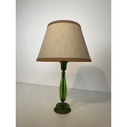 Table Lamp in Emerald Green Glass and Gilt Bronze, Circa 1950