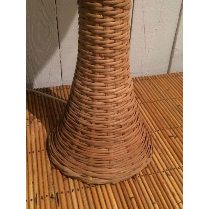 Tall Rattan Table Lamp, French Work, circa 1970