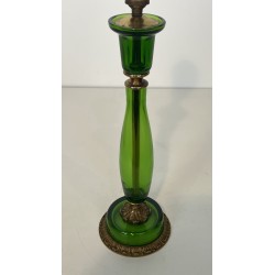 Table Lamp in Emerald Green Glass and Gilt Bronze, Circa 1950