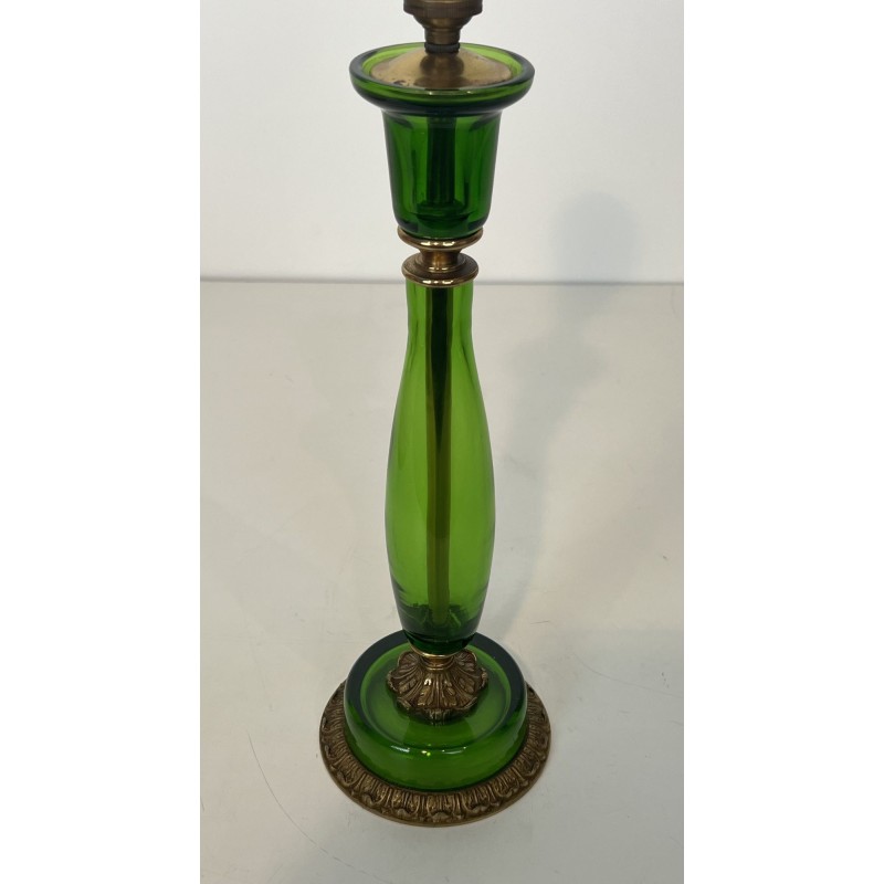 Table Lamp in Emerald Green Glass and Gilt Bronze, Circa 1950