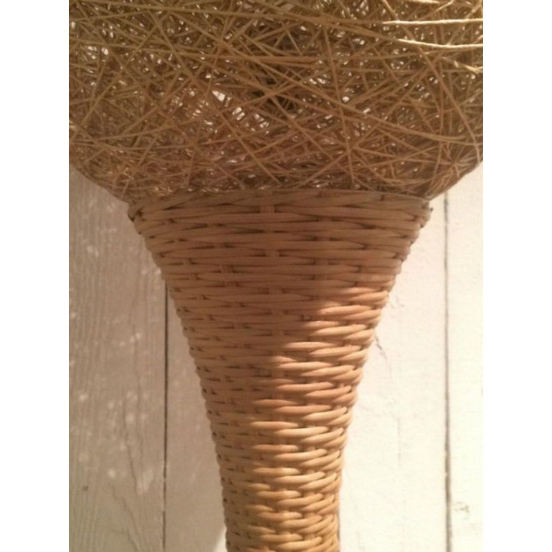 Tall Rattan Table Lamp, French Work, circa 1970