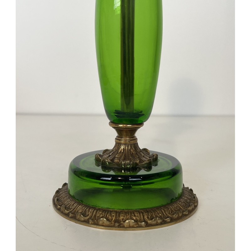 Table Lamp in Emerald Green Glass and Gilt Bronze, Circa 1950