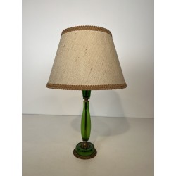Table Lamp in Emerald Green Glass and Gilt Bronze, Circa 1950