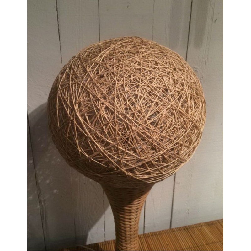 Tall Rattan Table Lamp, French Work, circa 1970