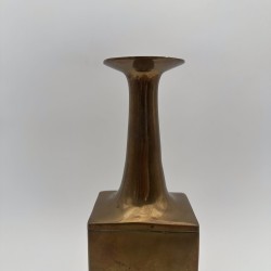 Pair of Square-Section Bronze Bottle Vases. Bruno Gambone. Circa 1970