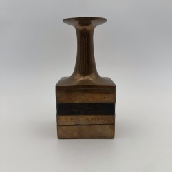 Pair of Square-Section Bronze Bottle Vases. Bruno Gambone. Circa 1970