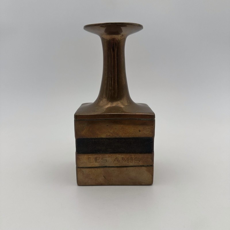 Pair of Square-Section Bronze Bottle Vases. Bruno Gambone. Circa 1970
