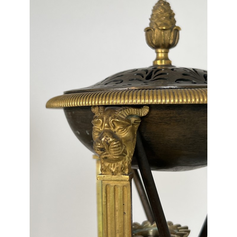 Pair of Perfume Burners in Gilt and Patinated Bronze in the Empire Style, in the Style of Claude Galle, 19th Century