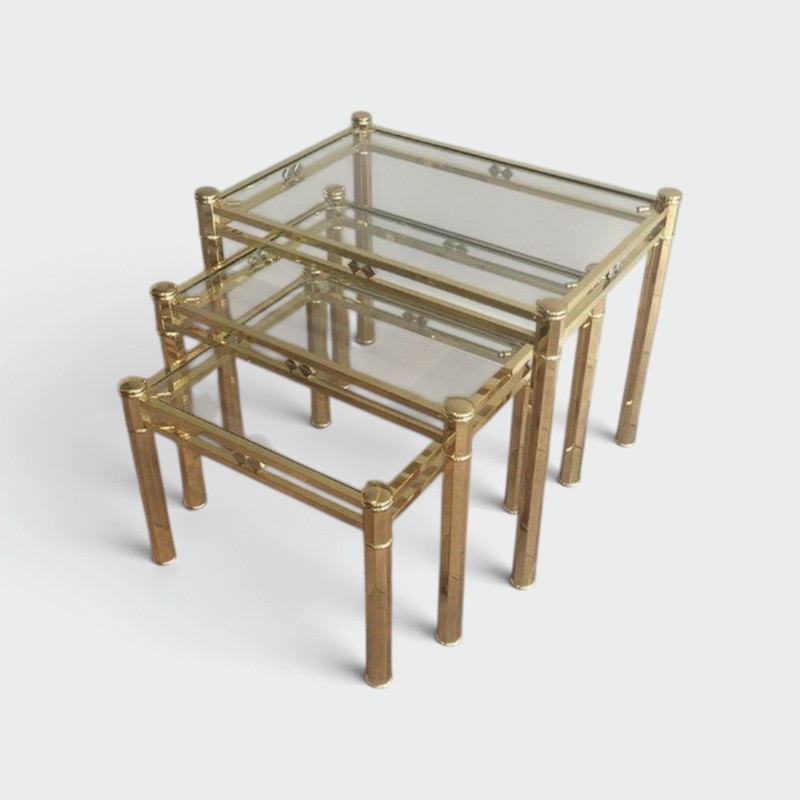 Set of 3 Brass Nesting Tables