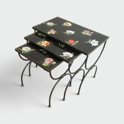 Nesting Tables in Ceramic and Metal. Circa 1950