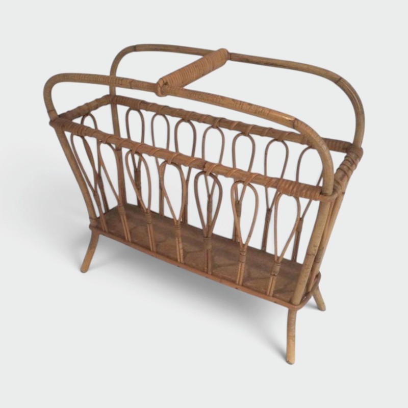 Rattan Magazine Holder. Circa 1960