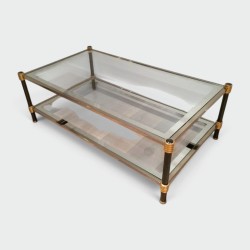 Coffee Table with Gun-Metal Patina and Gilt Metal. Circa 1970