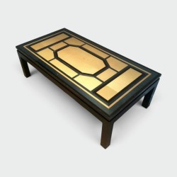 Fine Coffee Table Lacquered in Black, Eggshell and Blue. Circa 1960