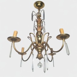 Bronze and Crystal Chandelier in the Manner of Maison Baguès. Circa 1940