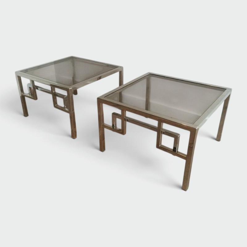 Pair of Chrome Design Side Tables