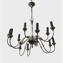 Neoclassical Style Silvered Metal 12-Light Chandelier