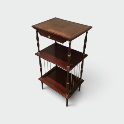 Small Table in Mahogany, Leather and Brass