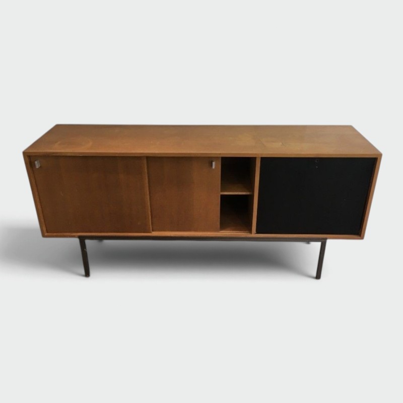 Sideboard with Double Sliding Doors and Bar on Metal Base. Circa 1950