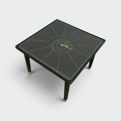 Rare Small Pendulum Table in Leather and Brass in the Manner of Jacques Adnet. Circa 1950